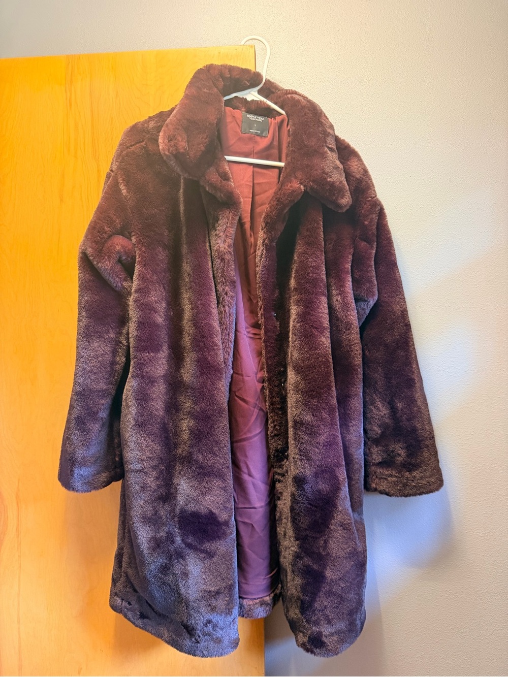 Simply Vera Vera Wang Plush Teddy Coat in Deep Plum
